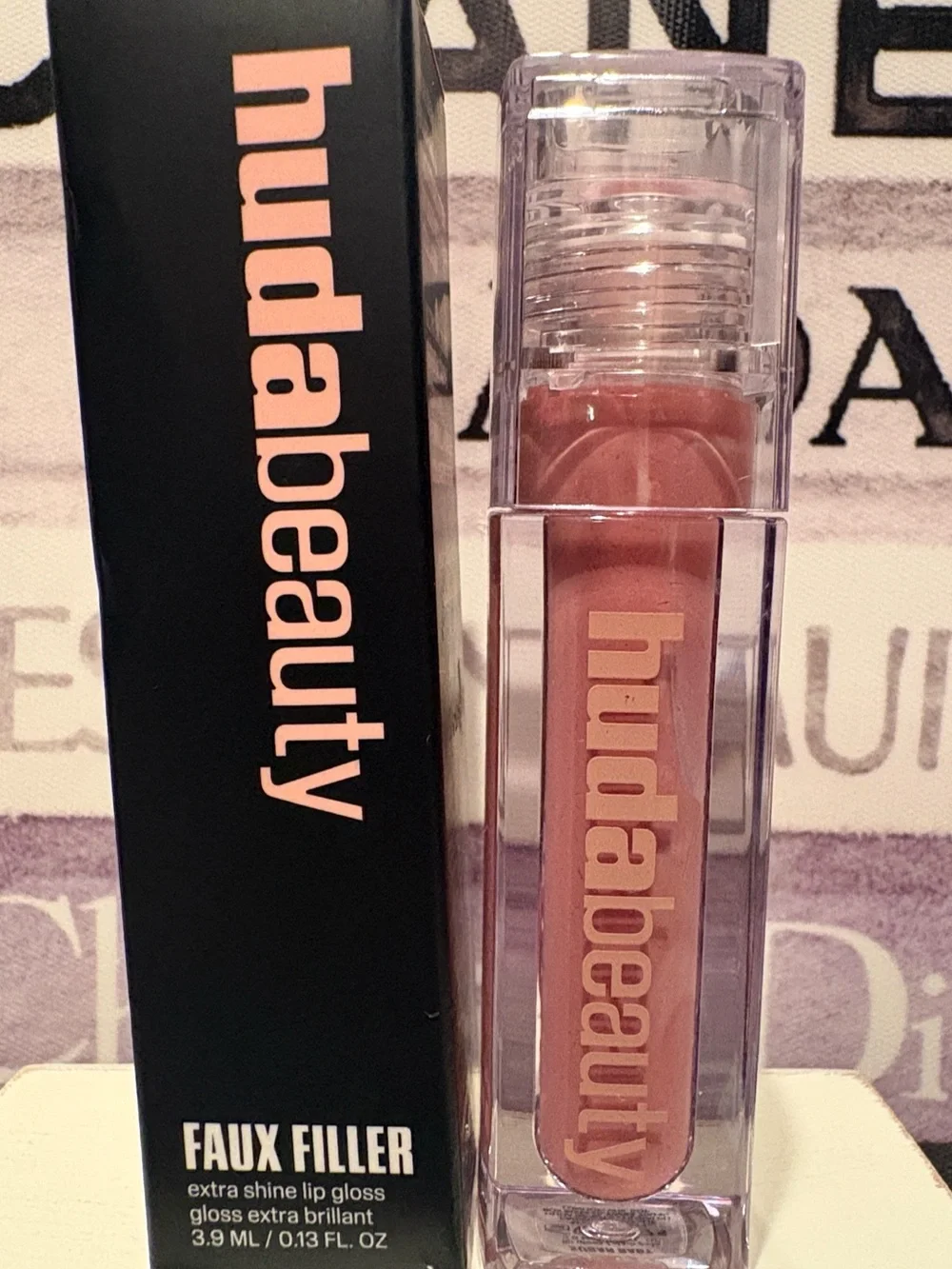 HUDA BEAUTY Lip Gloss & Balm in Dusty Rose Pink